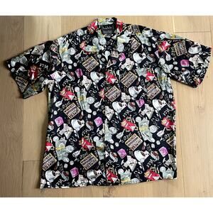 90s VTG Nicole Miller Silk Men's Shirt M Novelty Vices Coffee Sex